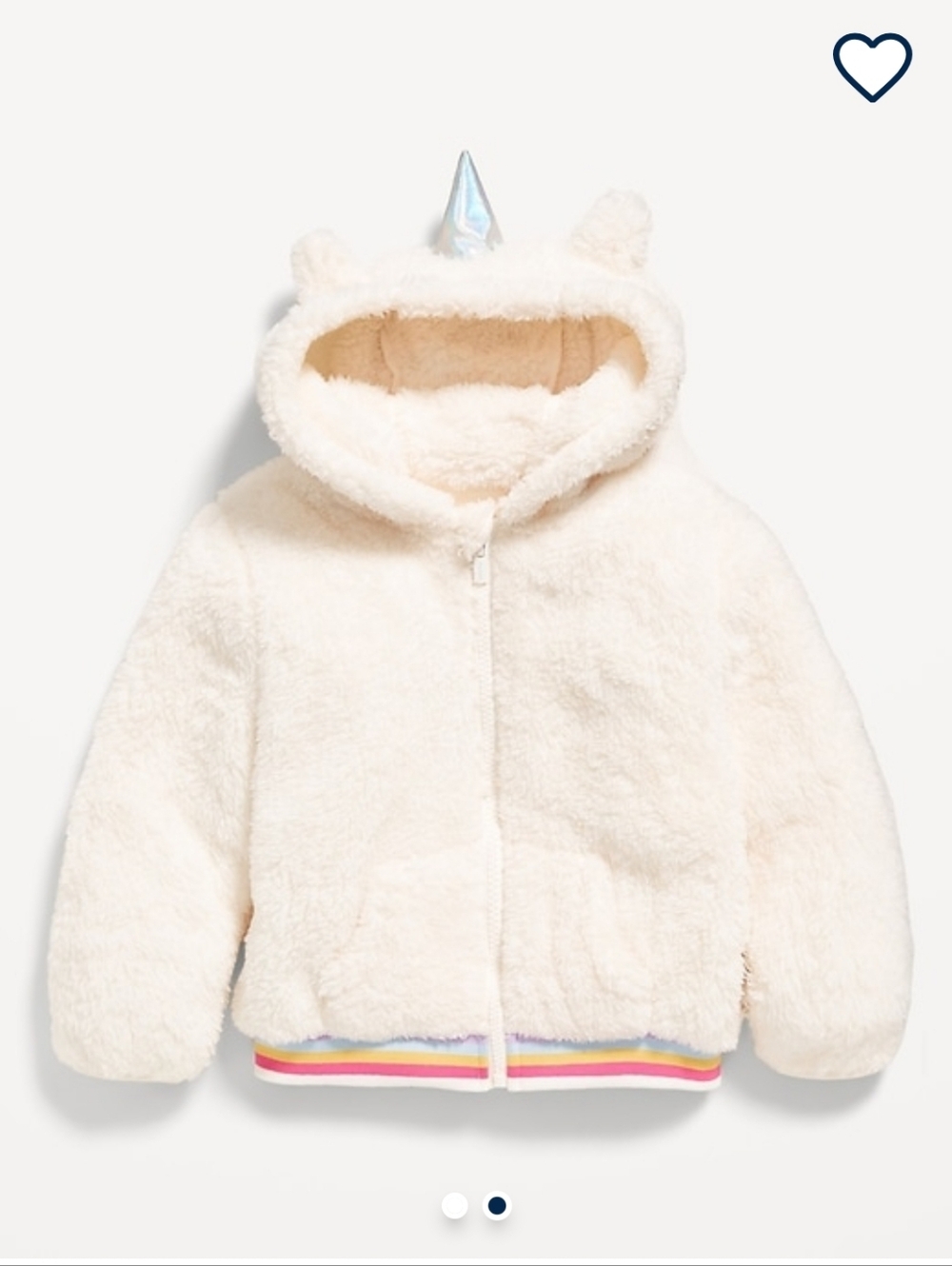 NWT Old Navy Cream Unicorn Hooded Critter Jacket for Toddler Girls